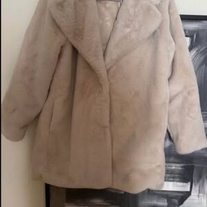 Cream colored Abercrombie & Fitch Faux Fur Jacket